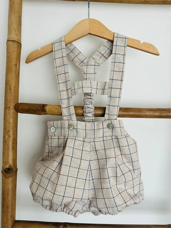 Calção xadre bege 12 meses