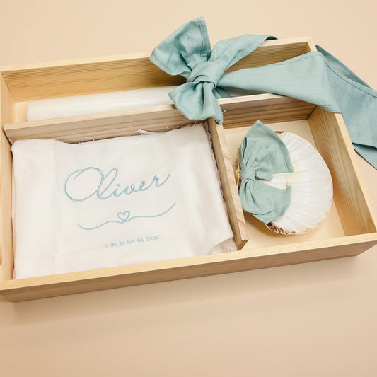 vela concha e toalha bordada