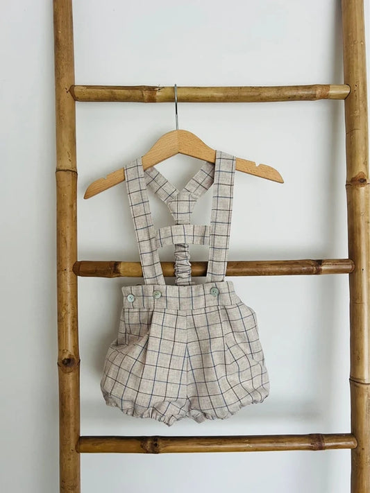 Calção xadre bege 12 meses