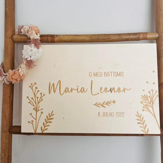 Baptism Box with Name and Date Engraved in Wood