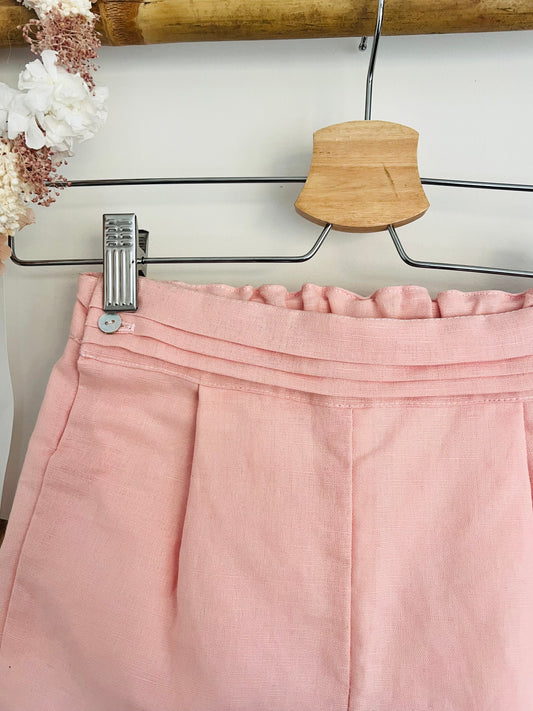 Pantalones cortos con cinturón plisado - Rosa claro
