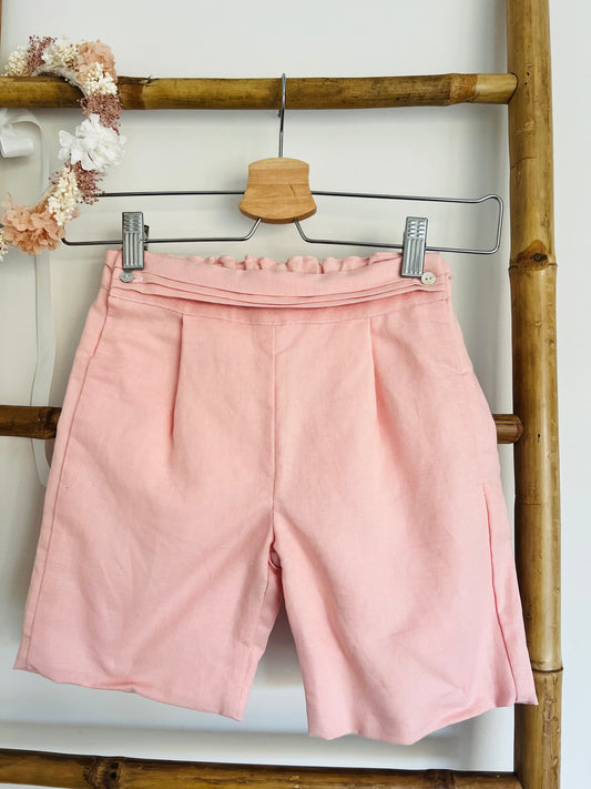 Shorts with pleated belt - Light pink