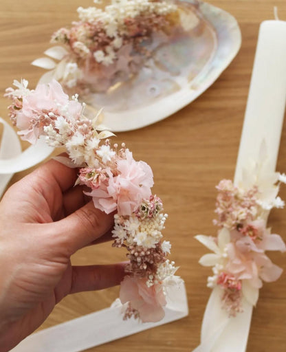 Conjunto de batismo com flores
