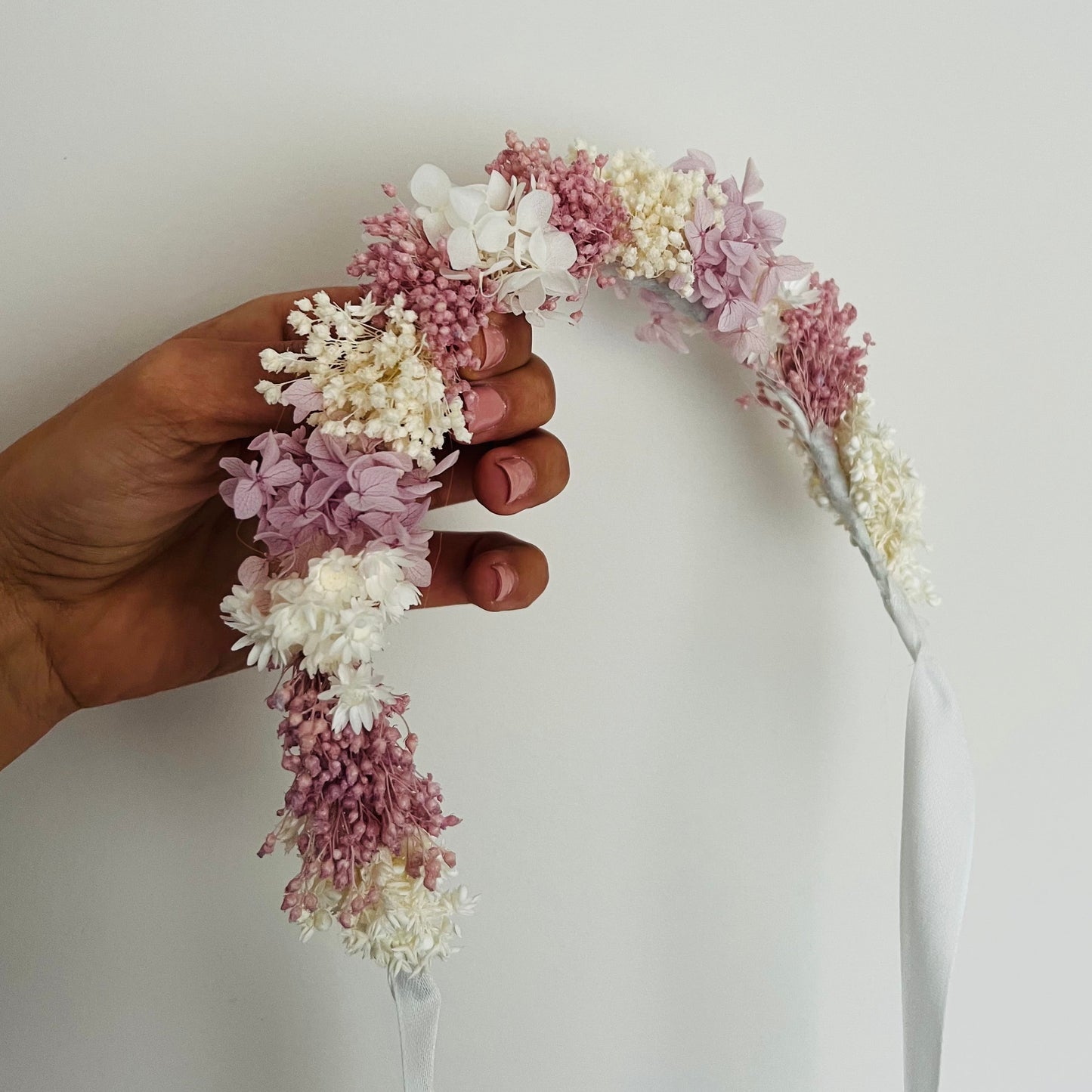 Tiara de Flores Preservadas Lilás