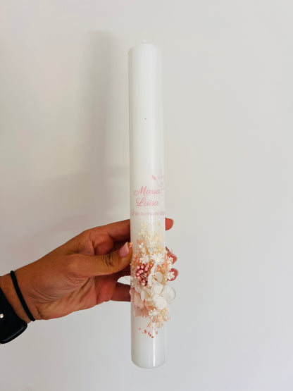 Conjunto de batismo com flores