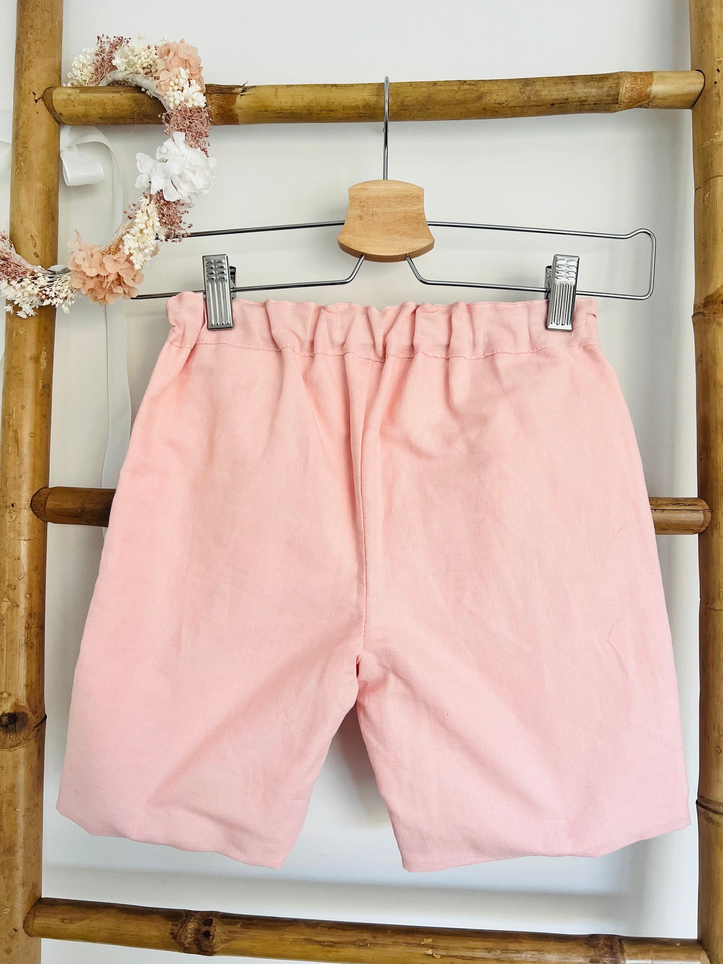 Shorts with pleated belt - Light pink