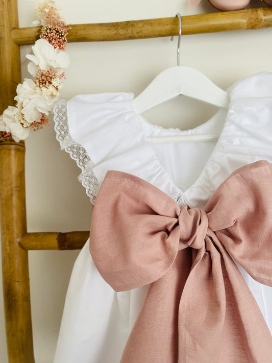 Kika White Optical Dress with Lace Collar