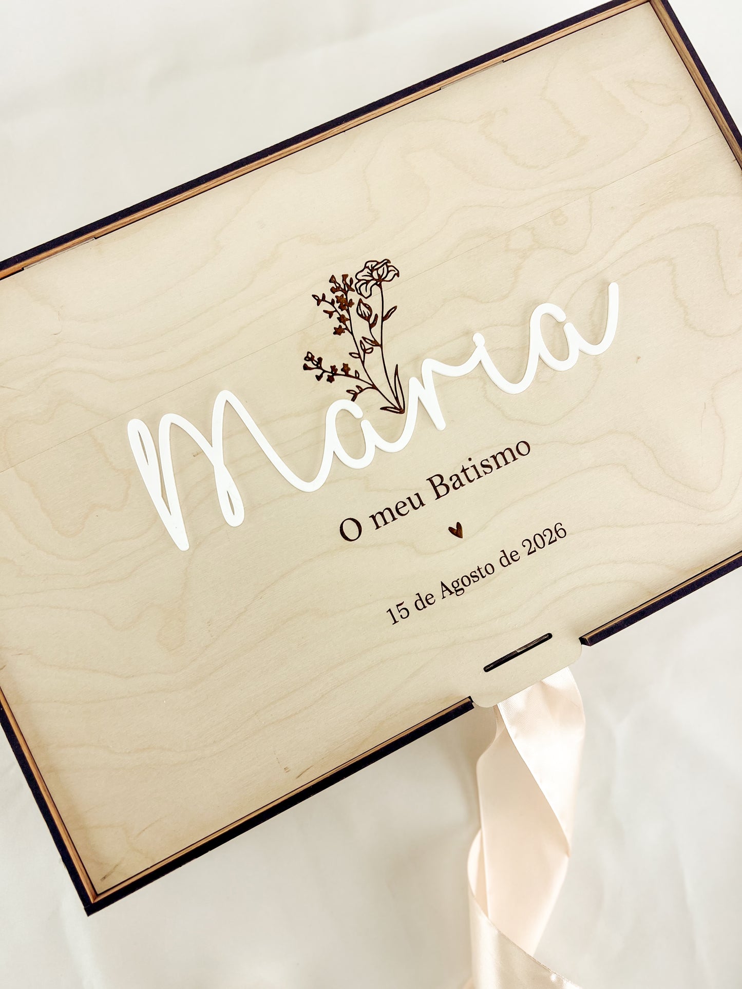 Caixa de Batismo com nome em acrilico