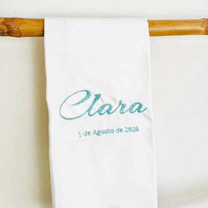 conjunto vela toalha concha para batizado menina 1