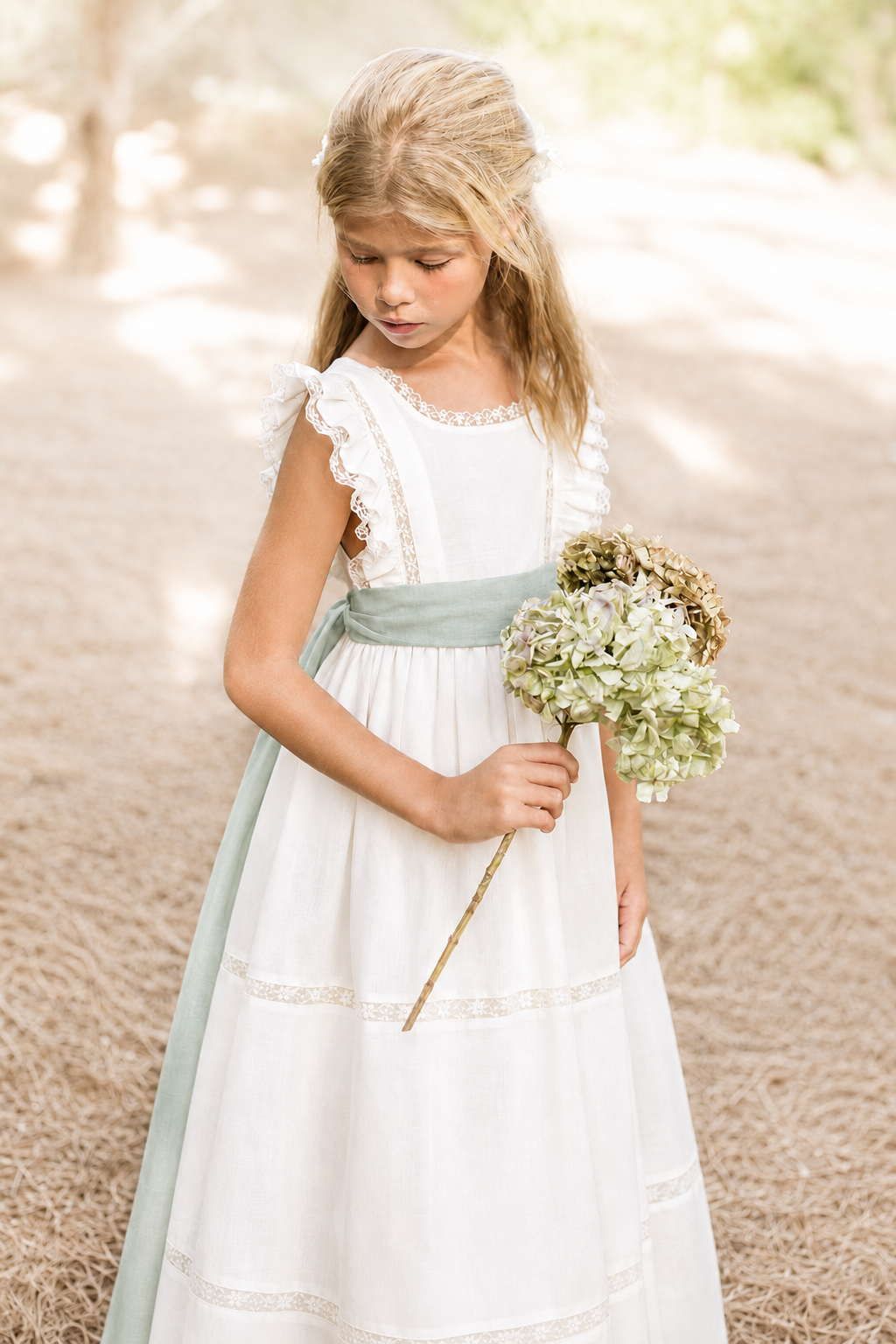 vestido comprido delicado comunhao